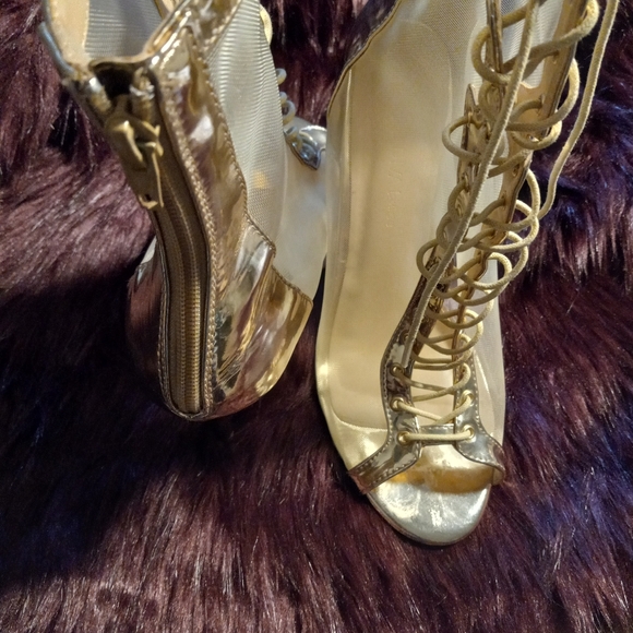 Gold Sheer Ankle Boots - Picture 3 of 6